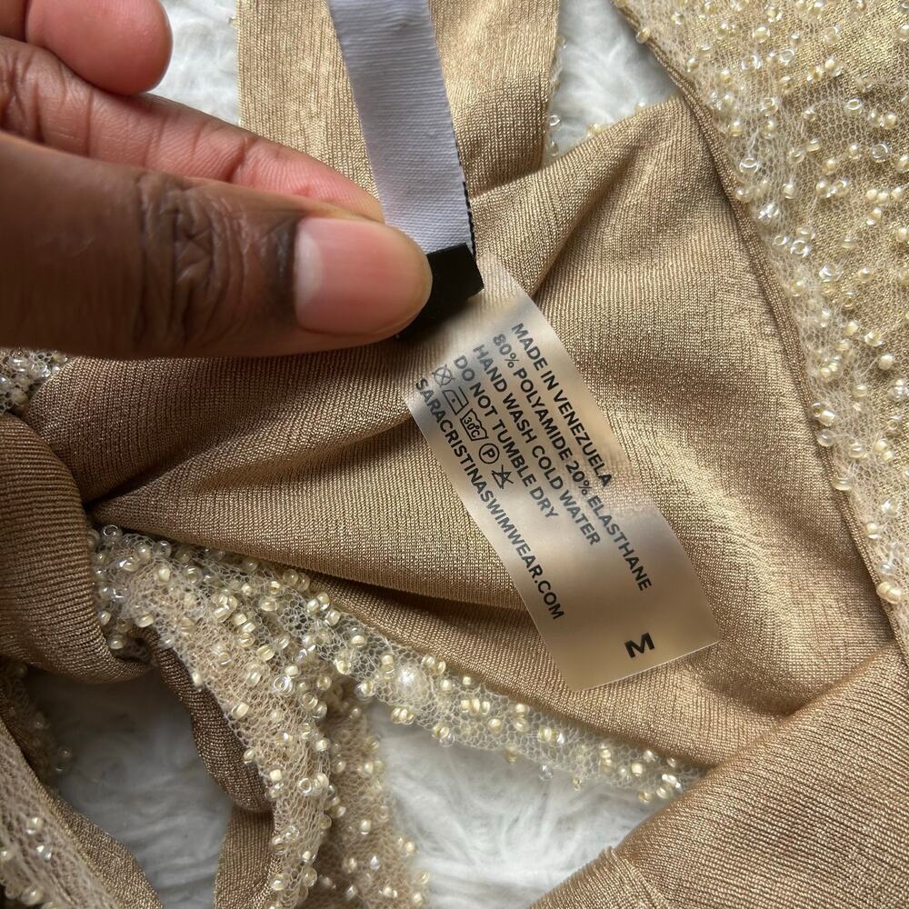 Sara Cristina Gold Beaded Crop Top Size Medium - Picture 11 of 12